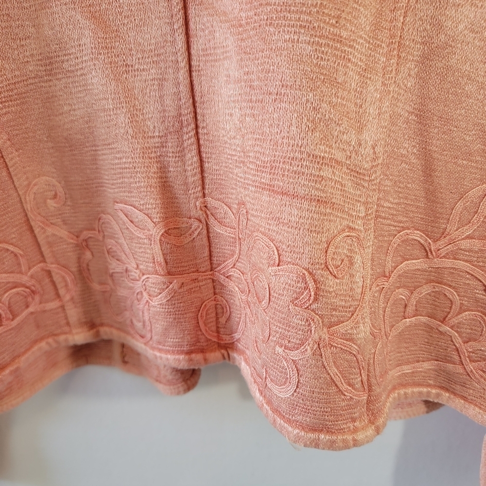 NWT Mirasol Women's Open Front Jacket Size L Tangerine Floral Embroidered Sequin - Picture 8 of 12